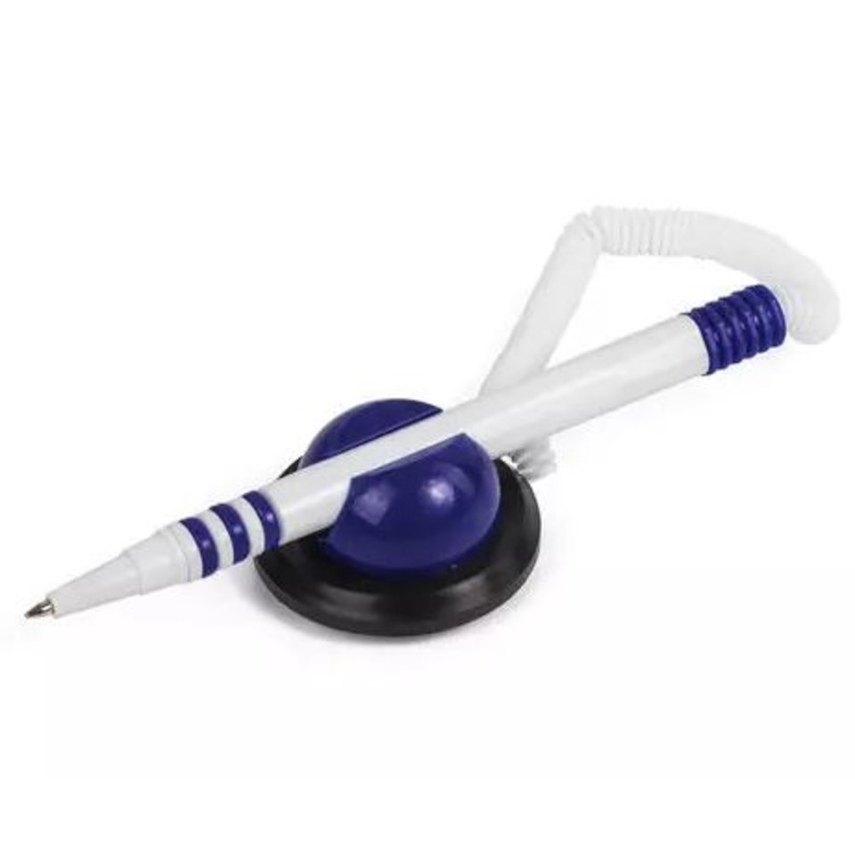 ручка шариковая настольная на подставке белый/синий br141353