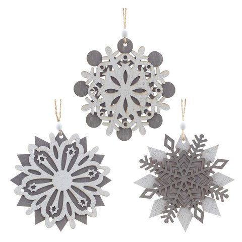 новогоднее украшение деревянное Снежинка 3в 754677