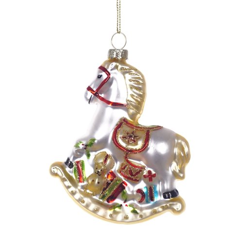 игрушка стеклянная 2026 Лошадка-качалка 12см 826445