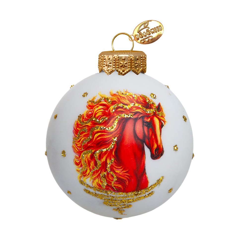 игрушка стеклянная 2026 шар Лошадка 6,5см ку-65-254046