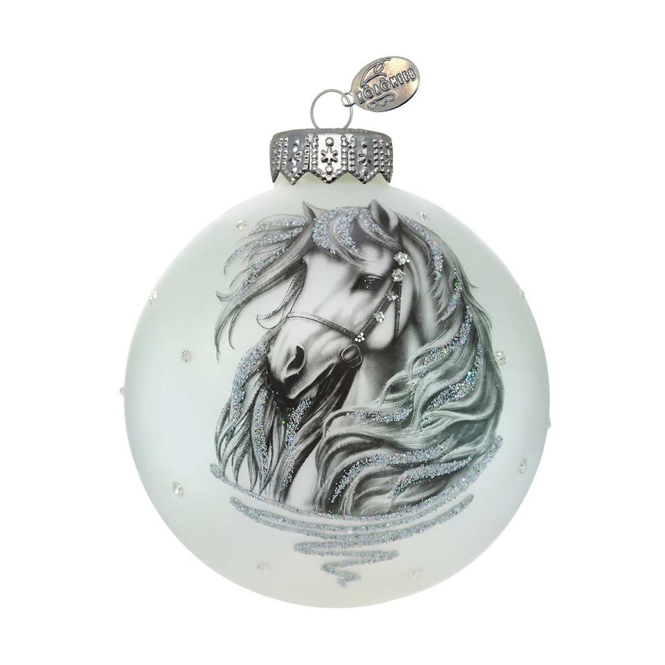 игрушка стеклянная 2026 шар Конь контур 8см ку-80-254051