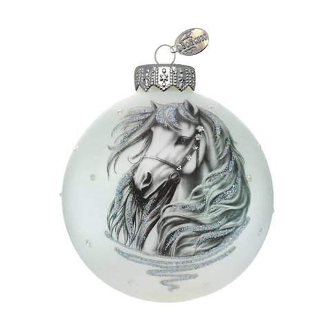 игрушка стеклянная 2026 шар Конь контур 8см ку-80-254051