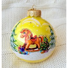 игрушка стеклянная 2026 шар Лошадка-качалка 8см ку-80-254015