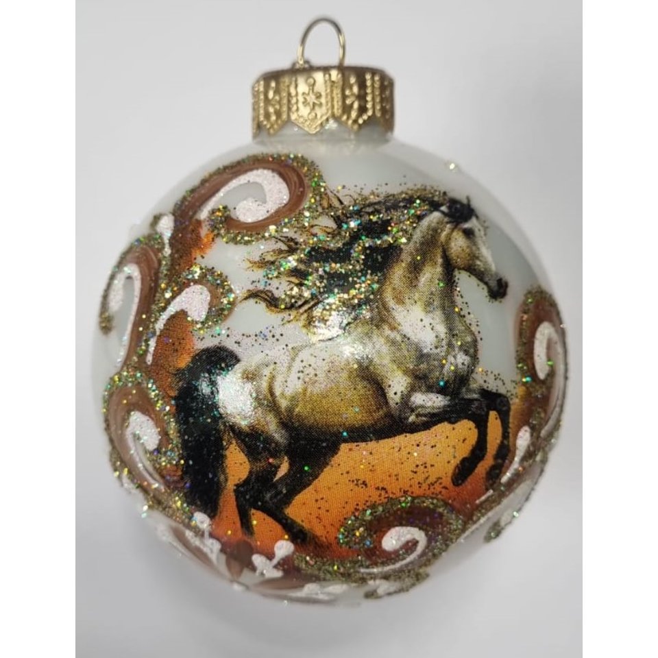 игрушка стеклянная 2026 шар Конь вольный 8см ку-80-254055
