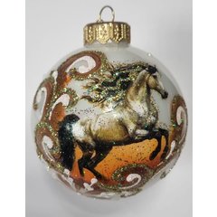 игрушка стеклянная 2026 шар Конь вольный 8см ку-80-254055