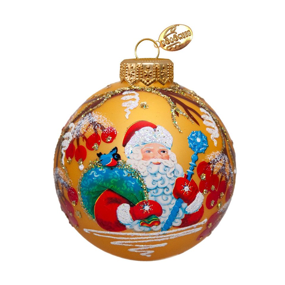 игрушка стеклянная шар Дед мороз 6,5см ку-65-254006