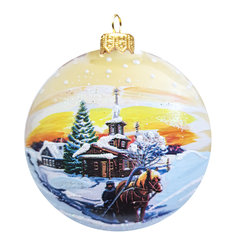 игрушка стеклянная шар Зима, крестьянин 8см ку-80-234128