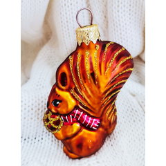 игрушка стеклянная Белочка с орешком 10см фу-630