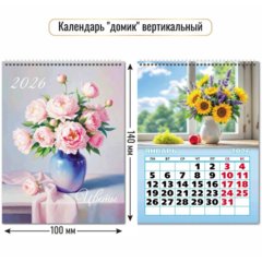календарь настольный Цветы (домик) 9545 2026г
