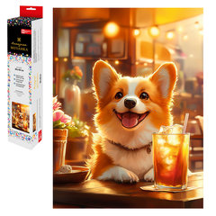 алмазная мозаика Корги с лимонадом 30х40см 70818