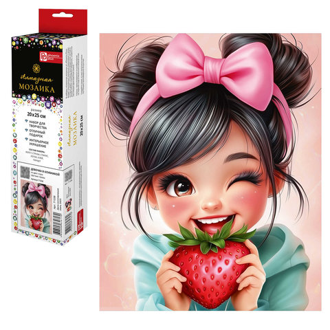 алмазная мозаика Девочка с клубникой 20х25см 71338