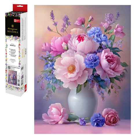 алмазная мозаика Букет пионов 30х40см 71367