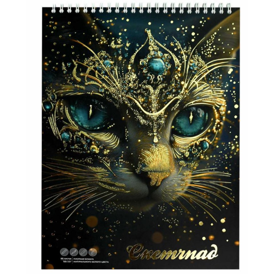 скетчбук А4 60л Астральный кот на гребне 100г/м 70033