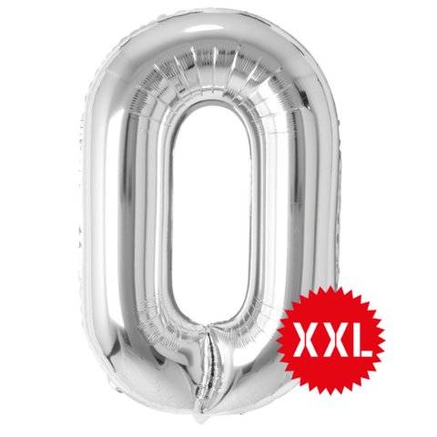 шар фольгированный Цифра 0 xxl серебро 131140