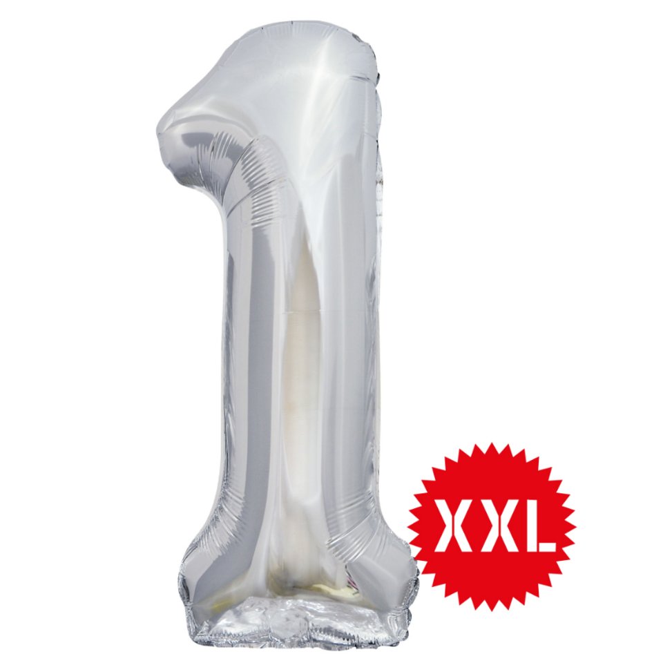 шар фольгированный Цифра 1 xxl серебро 131141