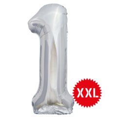 шар фольгированный Цифра 1 xxl серебро 131141