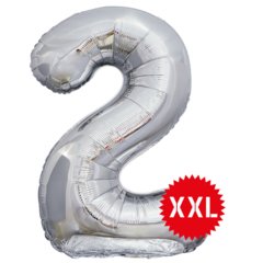 шар фольгированный Цифра 2 xxl серебро 131142
