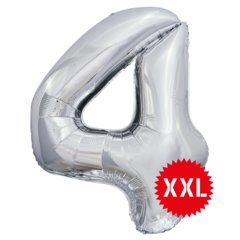 шар фольгированный Цифра 4 xxl серебро 131144