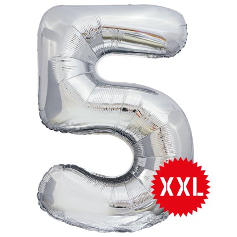 шар фольгированный Цифра 5 xxl серебро 131145