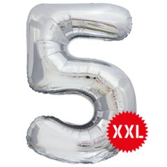 шар фольгированный Цифра 5 xxl серебро 131145