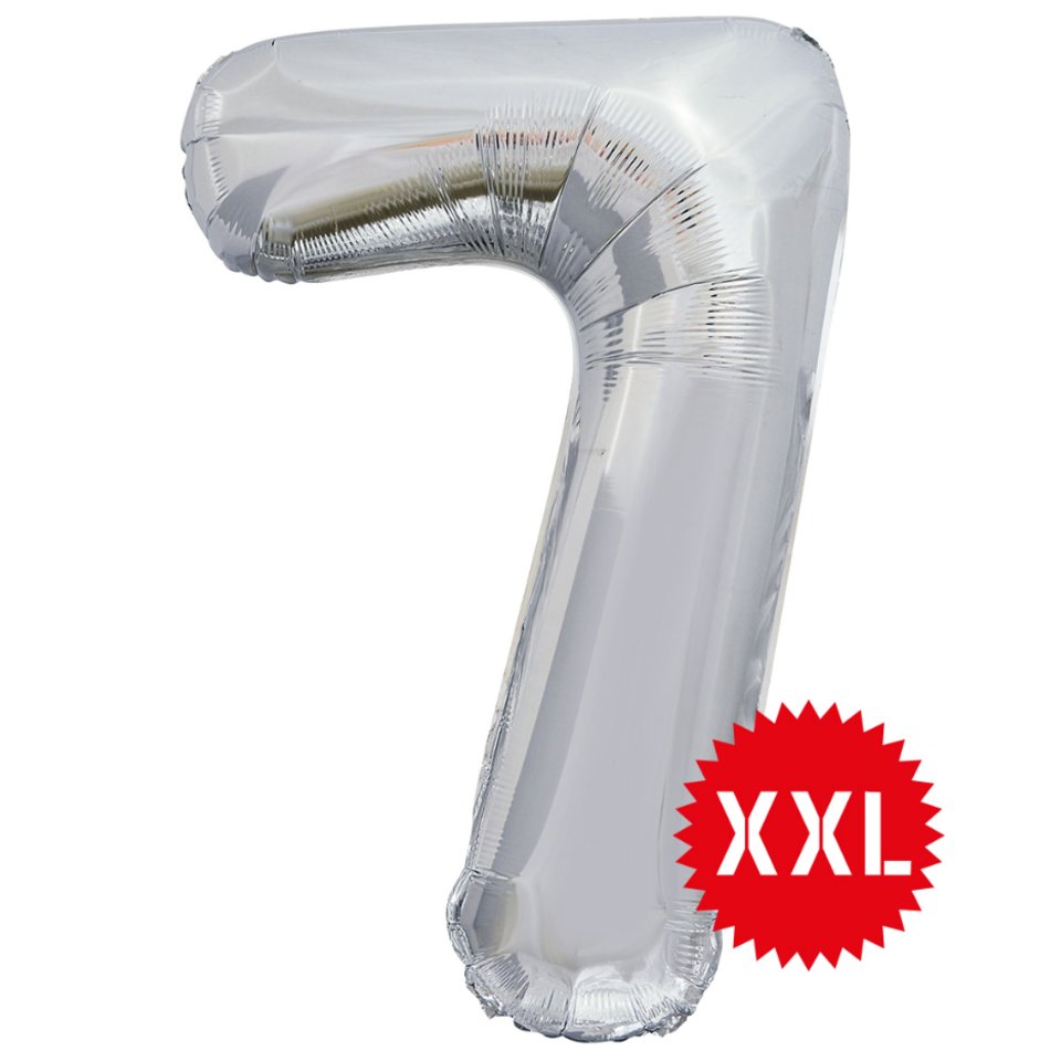 шар фольгированный Цифра 7 xxl серебро 131147