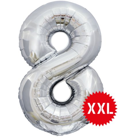 шар фольгированный Цифра 8 xxl серебро 131148