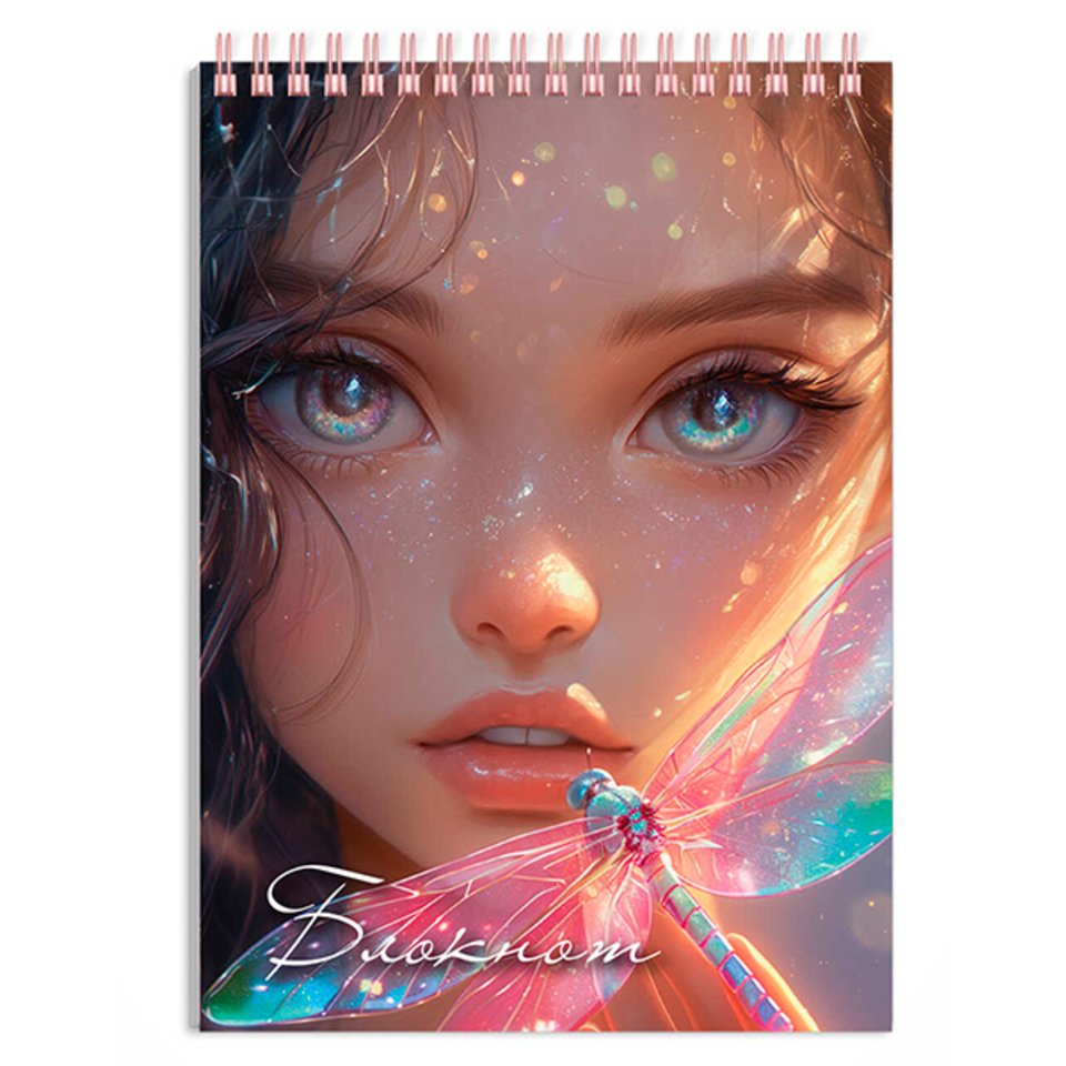 блокнот А6 80л Девушка и стрекоза гребень 70969