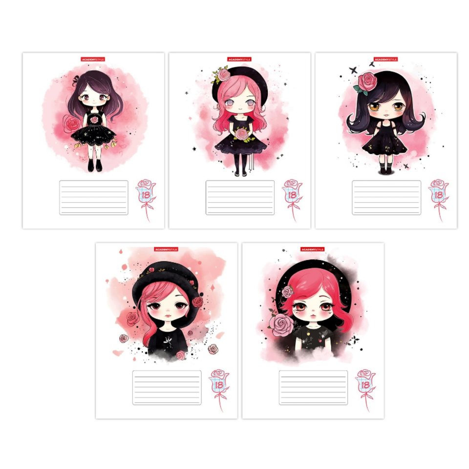 тетрадь 18л Маленькие модницы клетка 70906