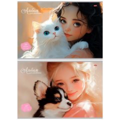 альбом для рисования 32л Девочка и зверушка 7257