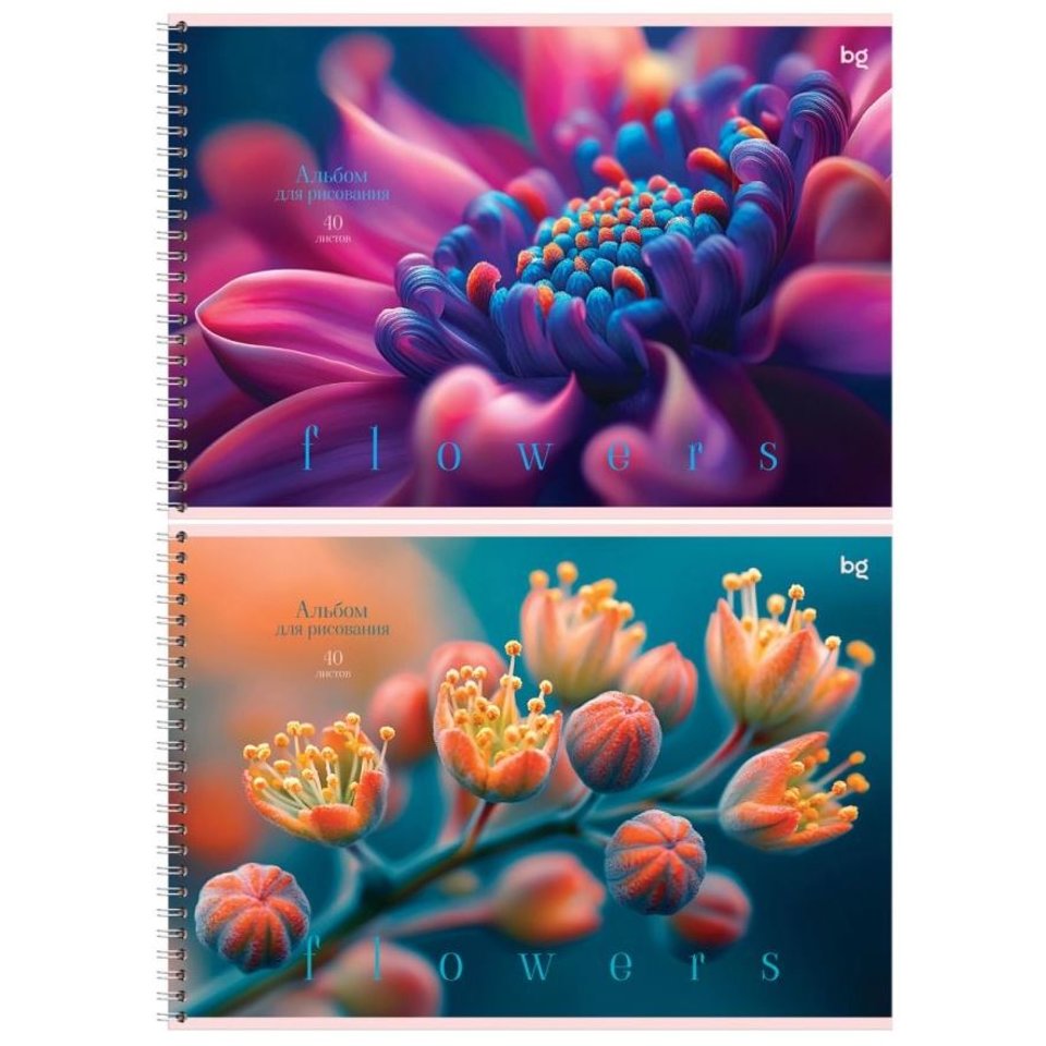 альбом для рисования 40л Macro flowers гребень 08642 378712
