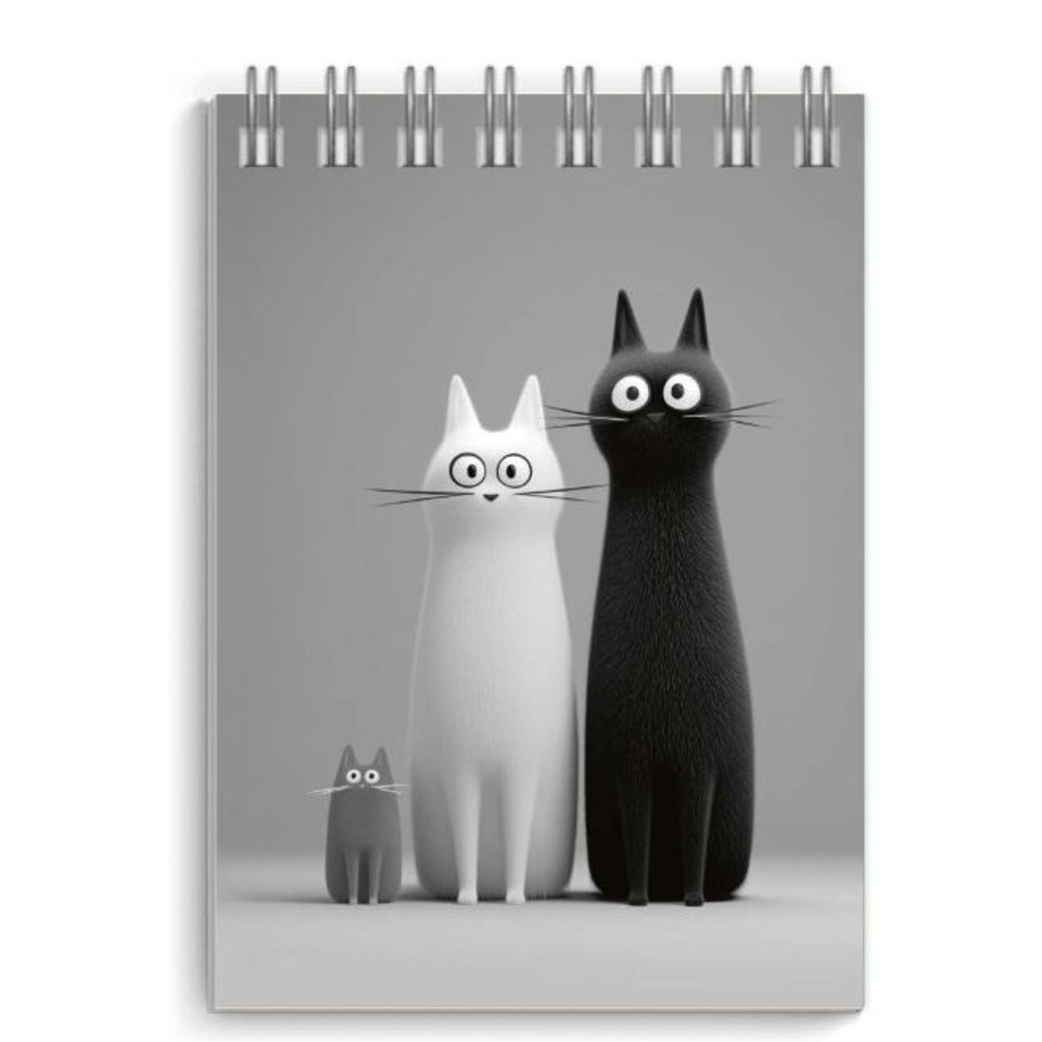 блокнот А7 40л Черно-белые коты гребень 73410