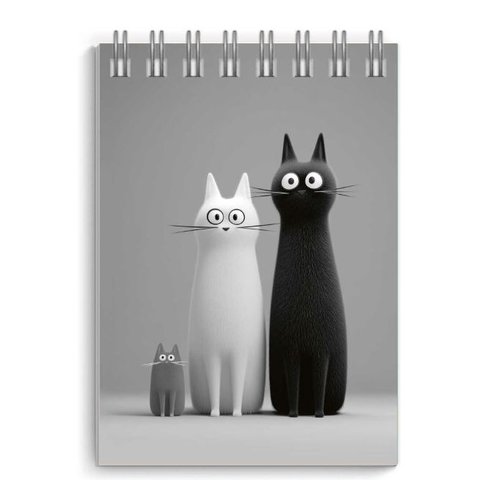 блокнот А7 40л Черно-белые коты гребень 73410