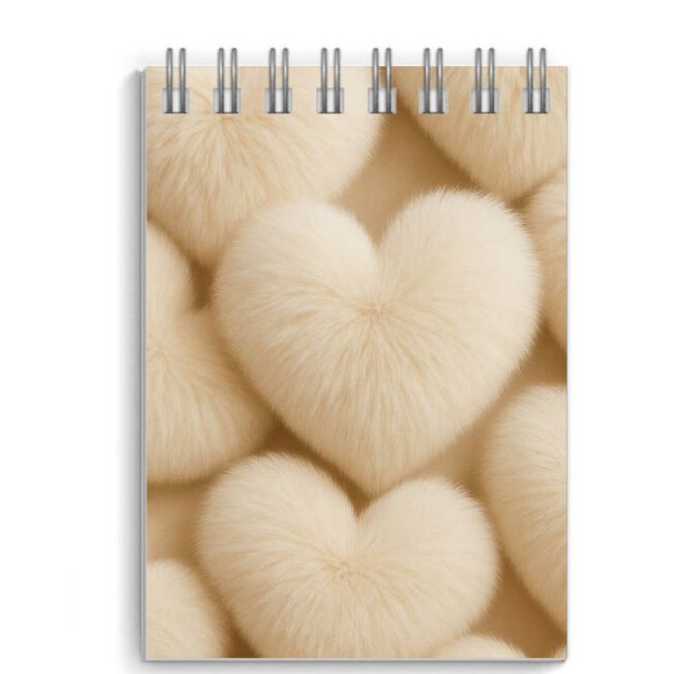 блокнот А7 40л Бежевые сердца гребень 73418