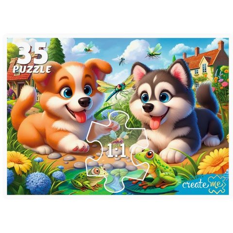 пазлы макси 35 Щенки и лягушки 2390