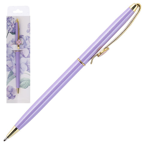 ручка подарочная Гортензия фиолетовый/золото пластиковый корпус футляр 232038
