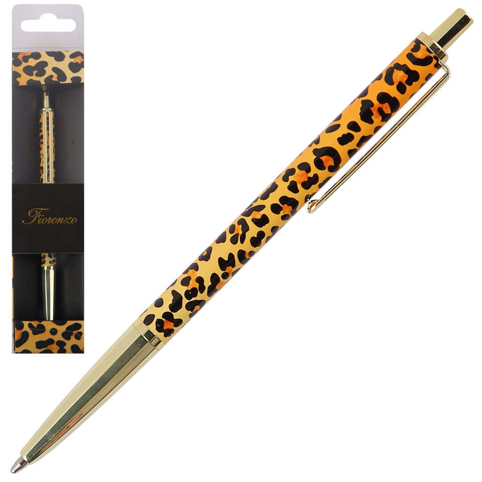 ручка подарочная Леопард оранжевый/золото пластиковый корпус футляр 253075