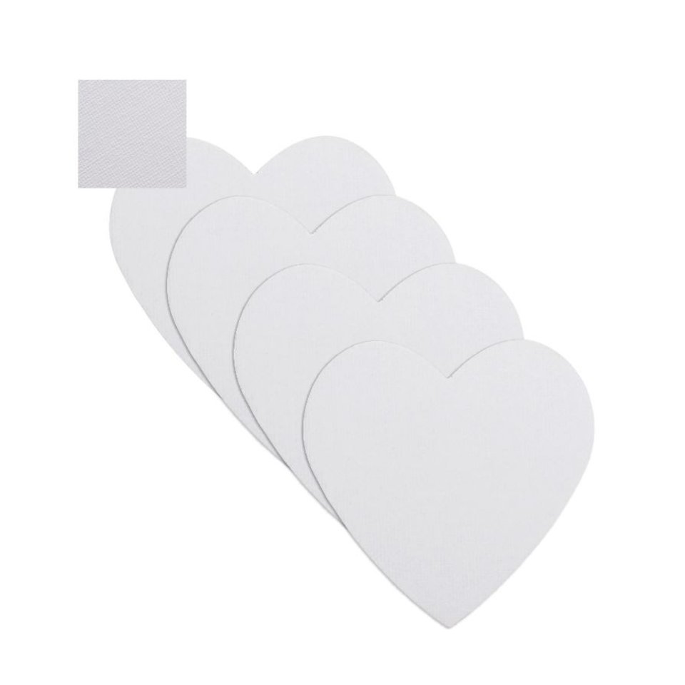 художественный холст на картоне 7.5х7.5см 4шт 100%хлопок 280г/м сердце магнит 192334