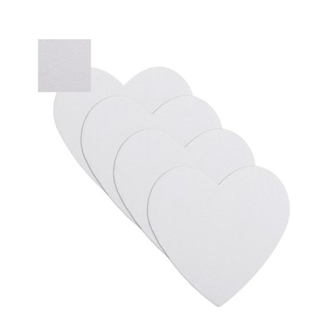 художественный холст на картоне 7.5х7.5см 4шт 100%хлопок 280г/м сердце магнит 192334