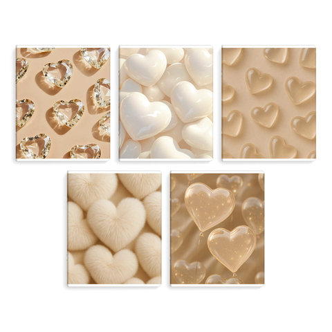 тетрадь 48л Бежевые сердца клетка 70932