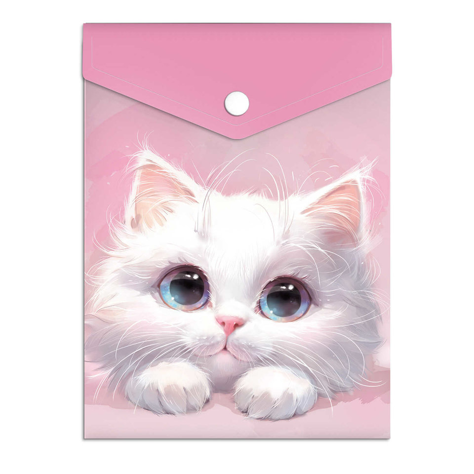 конверт на кнопке Белый кот А6 72384