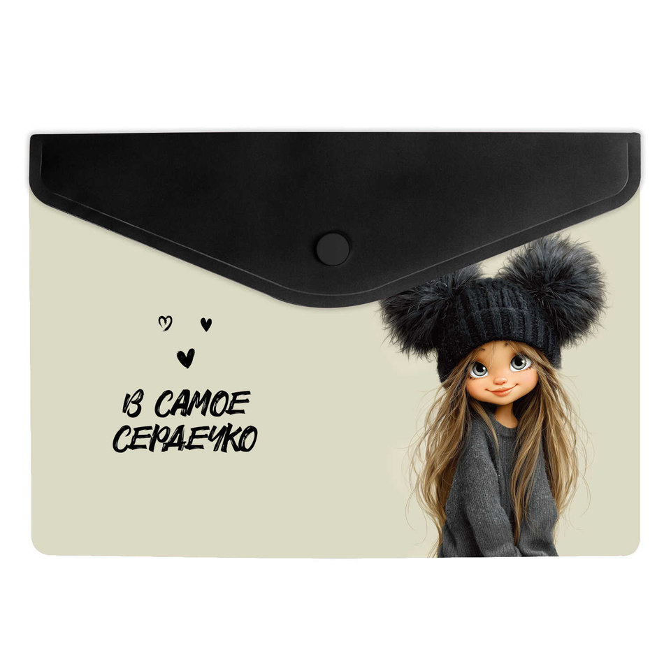 конверт на кнопке Девочка в шапке А5 72378