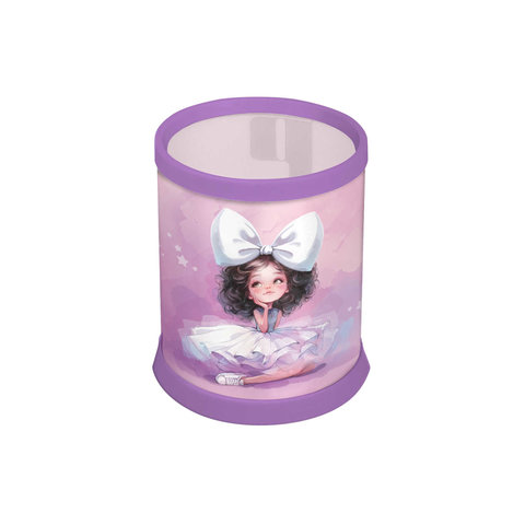 стакан для ручек пластиковый детский Балерина с бантом 73292