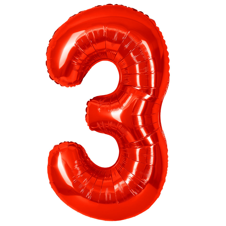 шар фольгированный цифра 3 красный 27363