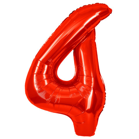 шар фольгированный цифра 4 красный 27364