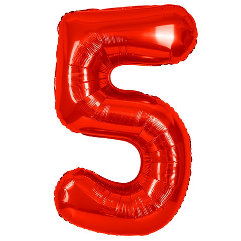 шар фольгированный цифра 5 красный 27365