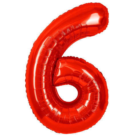 шар фольгированный цифра 6 красный 27366