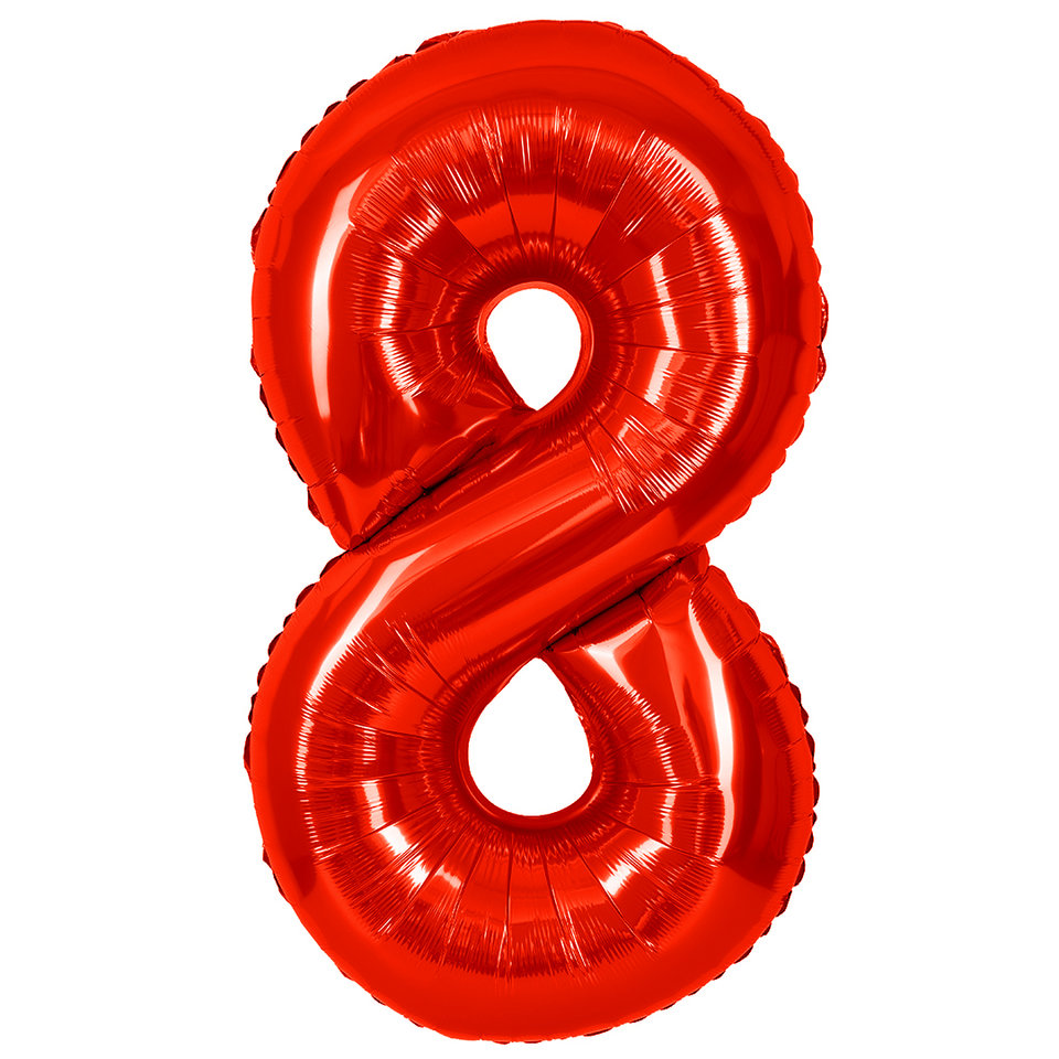 шар фольгированный цифра 8 красный 27368