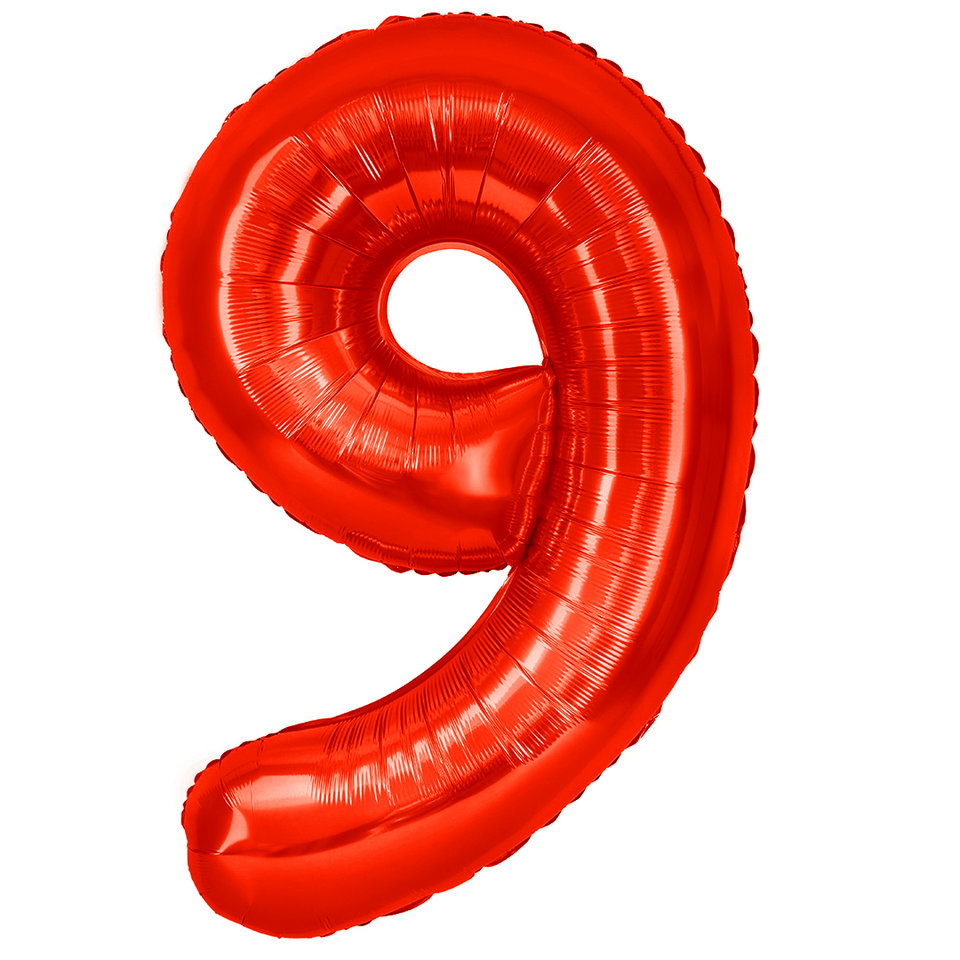 шар фольгированный цифра 9 красный 27369