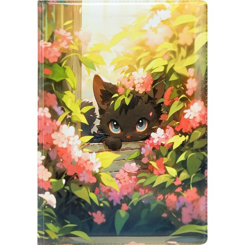обложка для паспорта Котик в цветах пвх оп-7772