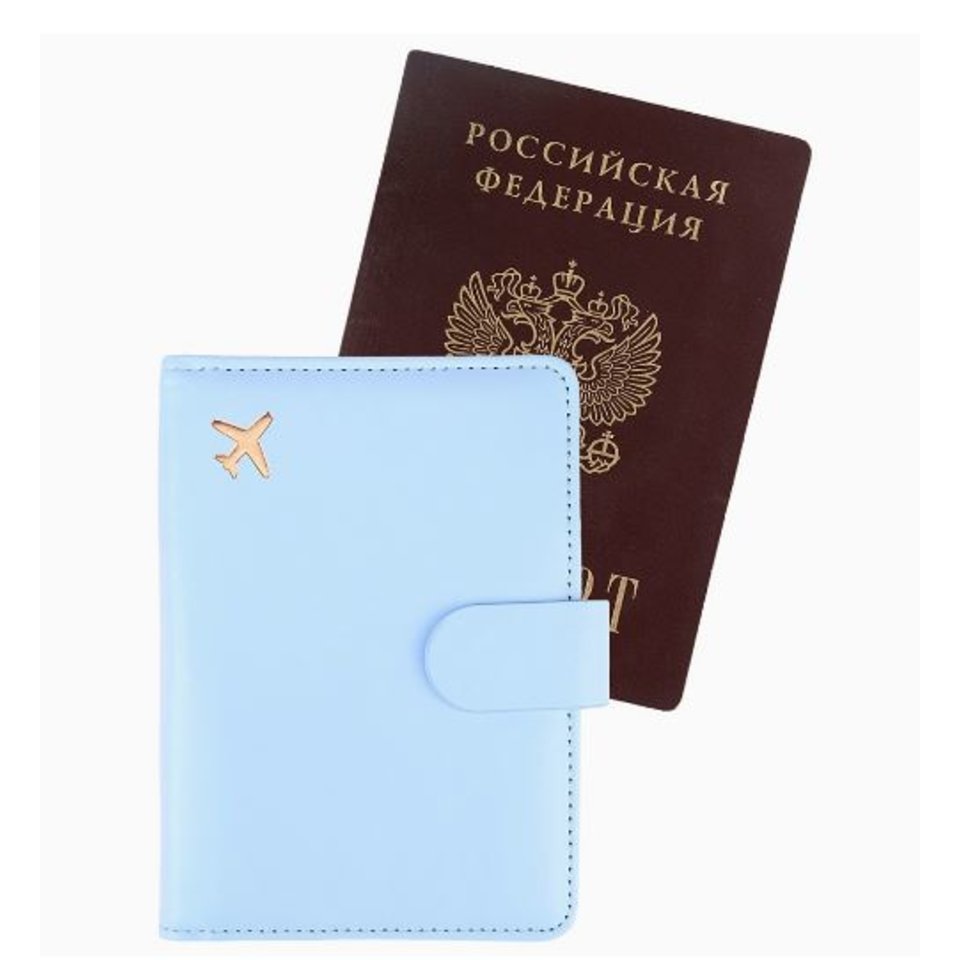 обложка для паспорта Полет голубой пвх оп-9621